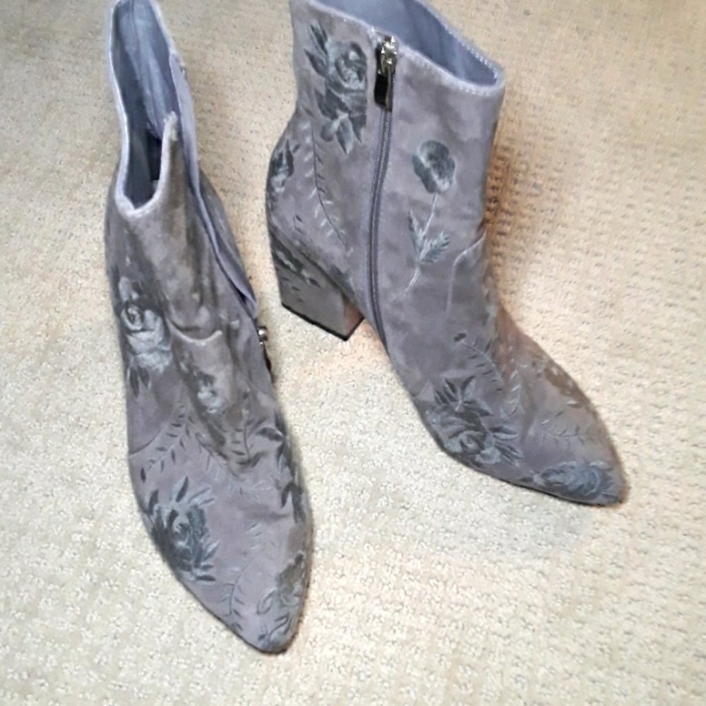 Floral Embroidered Ankle Boots